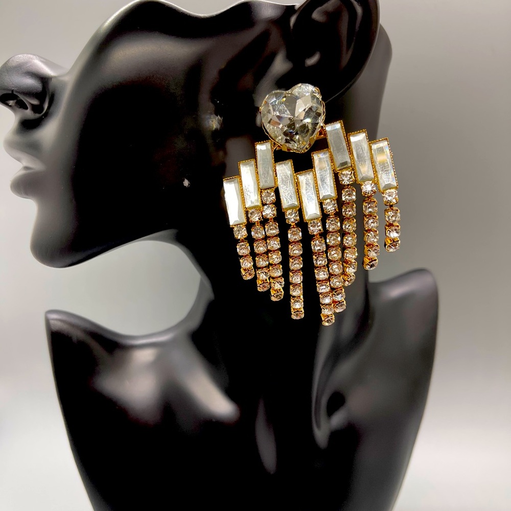 Oversized chandelier earrings prom pageant